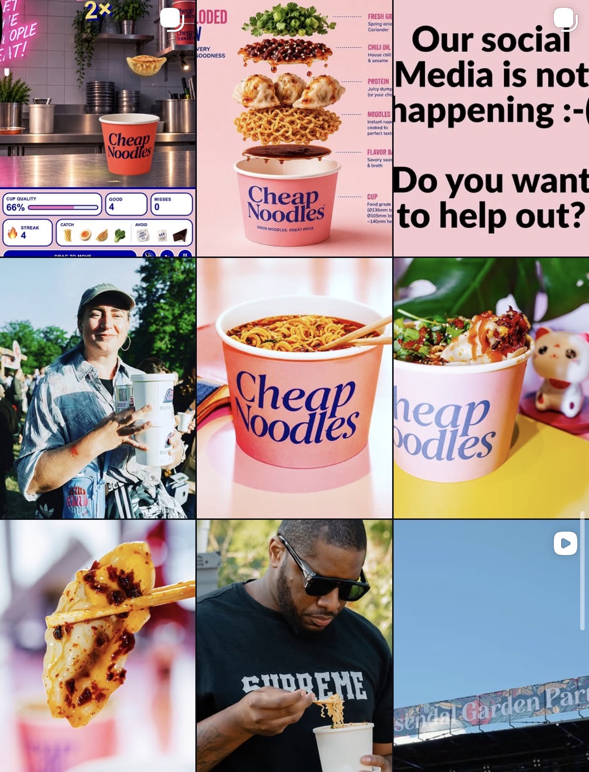Cheap Noodles Instagram feed before the new direction