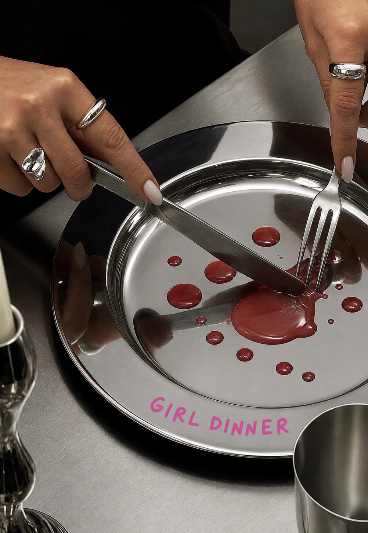 Girl dinner plate with blush drops