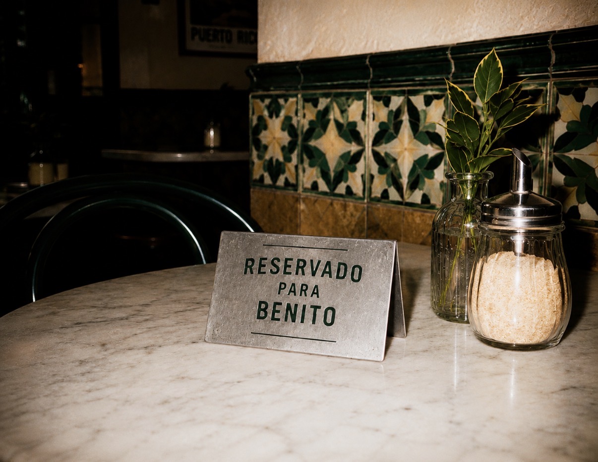 Reservado para Benito table sign on marble