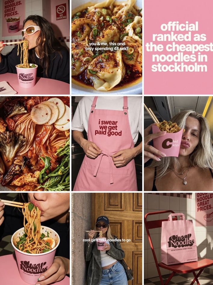 Proposed Cheap Noodles Instagram feed after the new direction