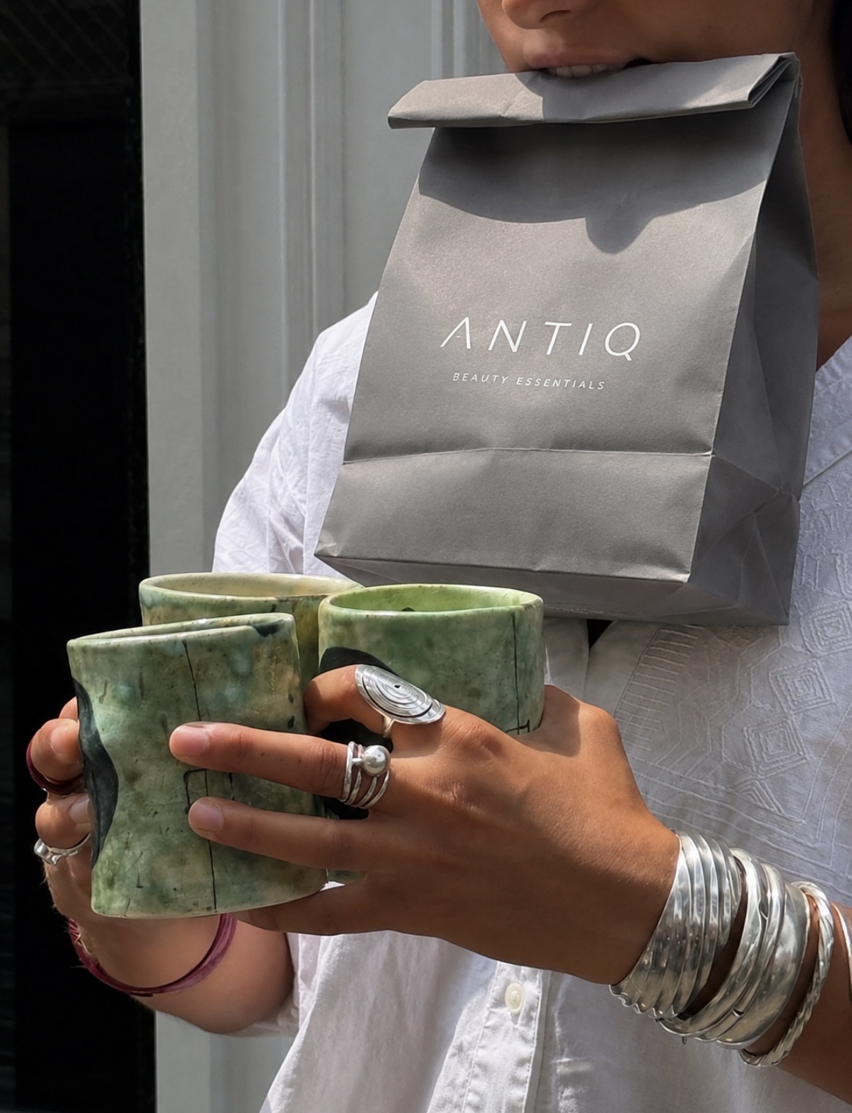 Antiq paper bag held in the sun