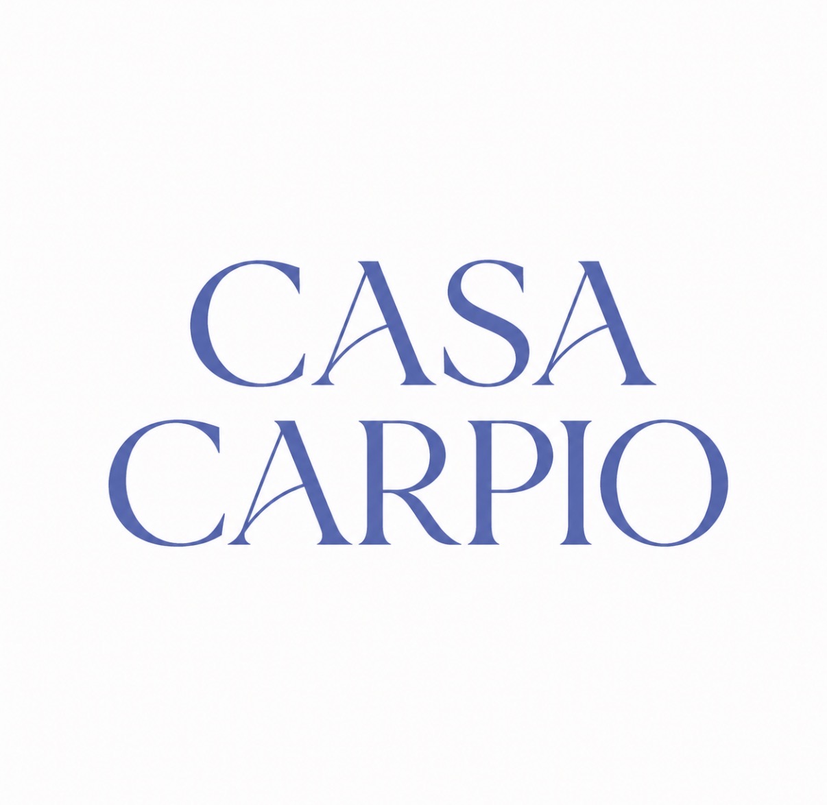 Casa Carpio wordmark in blue on cream