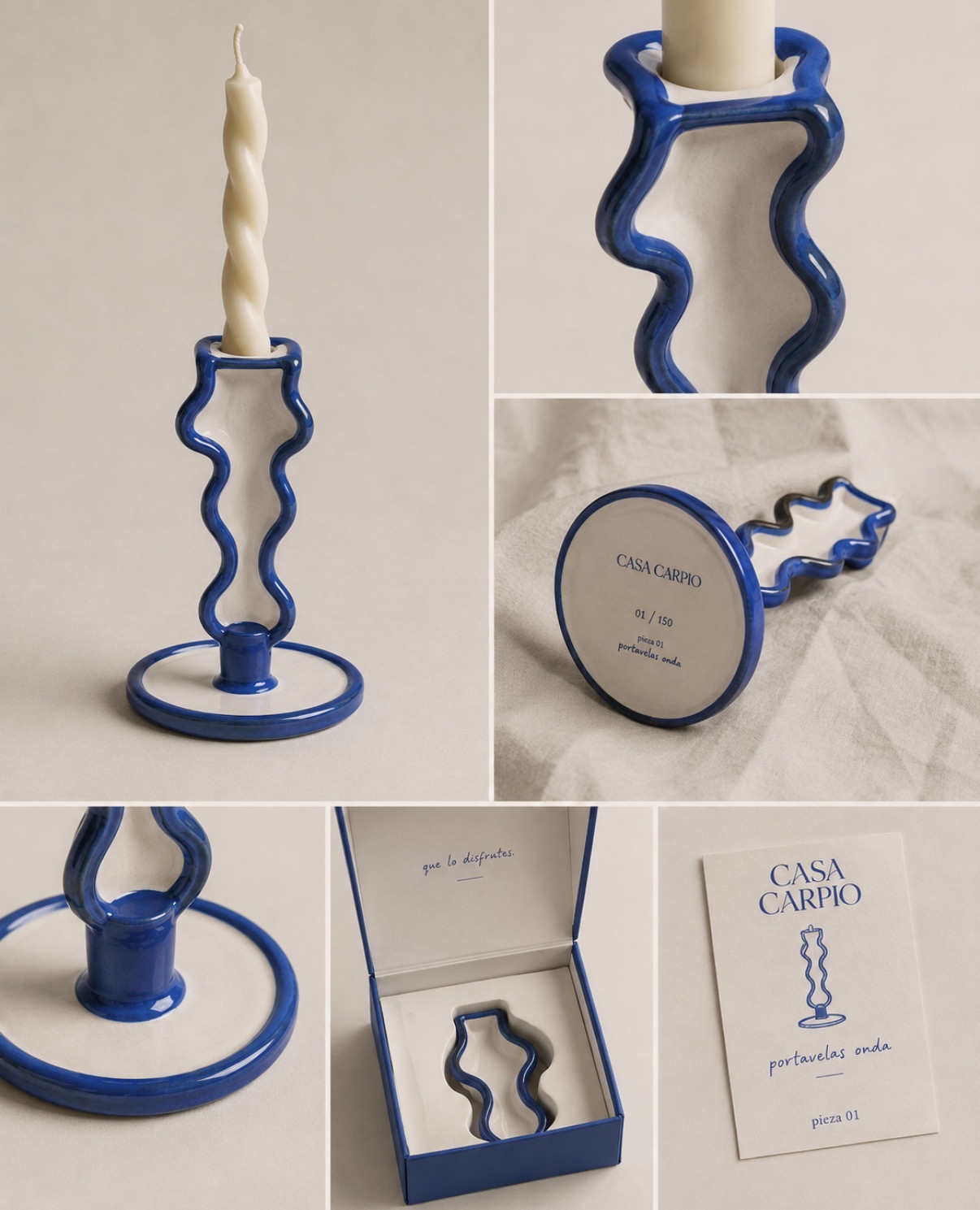 Casa Carpio portavelas onda candle holder