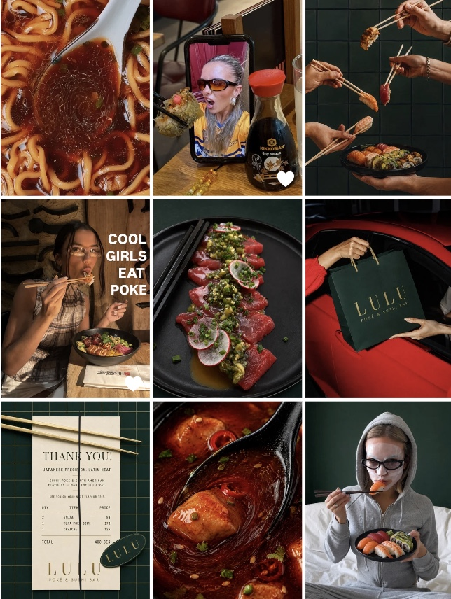 Nine-post Lulu feed grid, first block